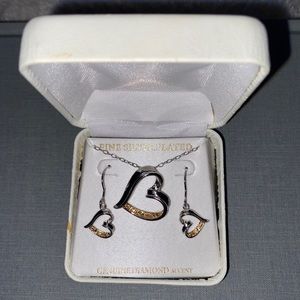 Heart Pendant Necklace and Earring Set